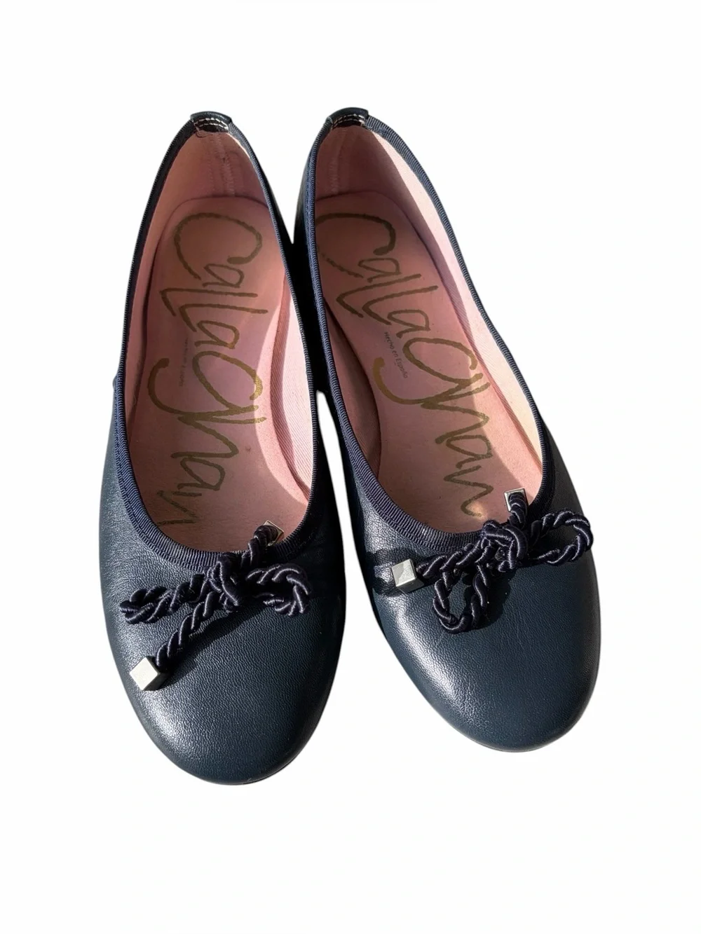 Callaghan navy leather ballet flat